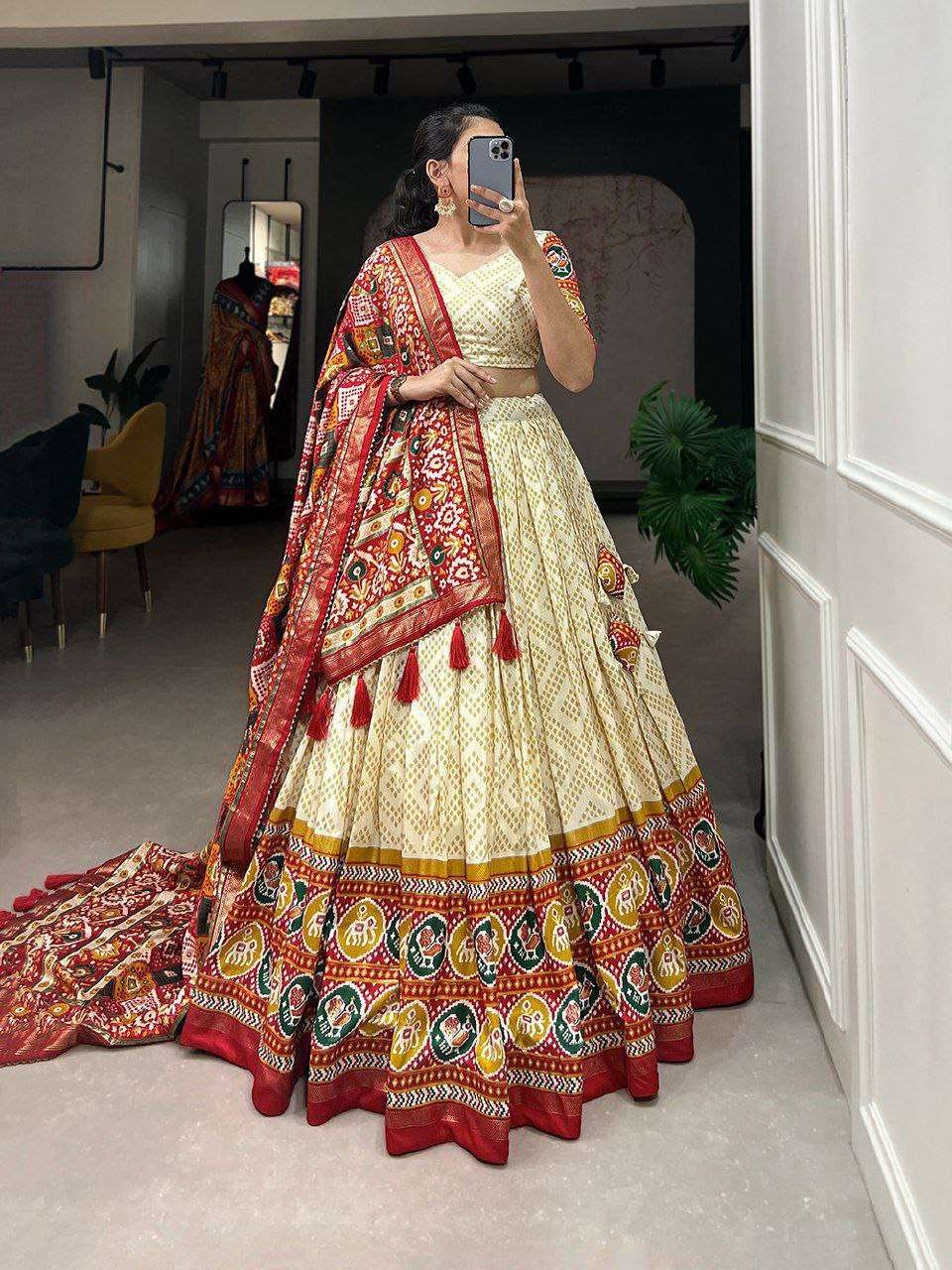 Women's Patola Print Lehenga Choli with Dupatta ? Traditional Gujarati Style Festive Wear - Image 6